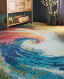 Nourison Celestial CES07 Machine Made Power-loomed Borderless Design Indoor Only Modern  Rug Wave, Multicolor 100% Polypropylene 99446338006