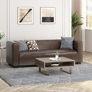 English Elm 3 Seater Tuxedo Sofa with Birch Wood Legs Smooth Upholstery for Modern Living Rooms 71802.00DBRN