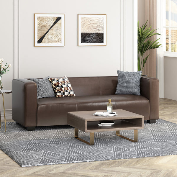 English Elm 3 Seater Tuxedo Sofa with Birch Wood Legs Smooth Upholstery for Modern Living Rooms 71802.00DBRN