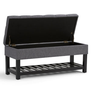 English Elm Saxon Storage Ottoman Bench In Slate Grey - Stylish, Versatile, And Functional Seating With Storage! B136P159133-GIGA