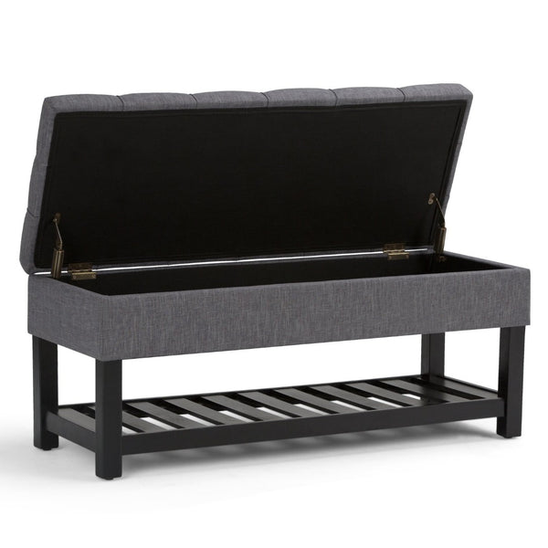 English Elm Saxon Storage Ottoman Bench In Slate Grey - Stylish, Versatile, And Functional Seating With Storage! B136P159133-GIGA