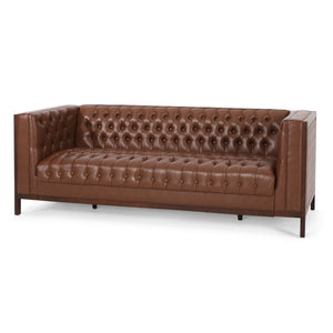 English Elm 3 Seater Mid-century Modern Sofa with Button Tufted Diamond Stitching and Rubberwood Frame 72144.00ACOGN_72144.00BCOGN