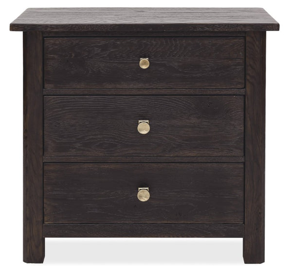 Hooker Furniture Driftwood Three-Drawer Nightstand With Cedar-Lined Drawer, Built-In Usb Charging And Rustic Buckboard Appeal Blacks 6820-90116-99