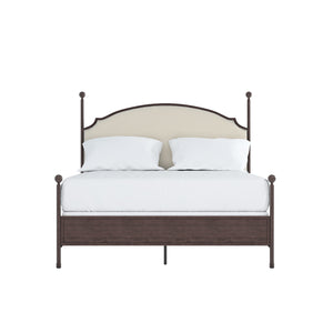 Homelegance By Top-Line Finola Cream Curved Top Cherry Brown Metal Poster Bed Black Linen