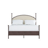 Homelegance By Top-Line Finola Cream Curved Top Cherry Brown Metal Poster Bed Black Linen