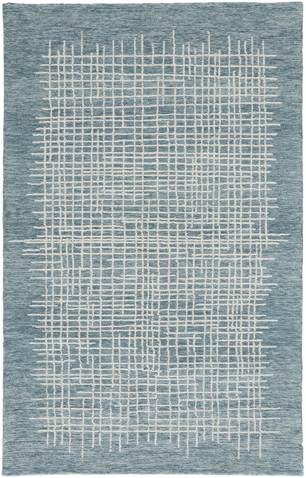 Feizy Rugs Maddox Hand-tufted Wool Abstract Rug In Soft Neutrals And Deep Blues For Contemporary Spaces Blue,Green,Ivory Wool Mdx8630ftel000p00