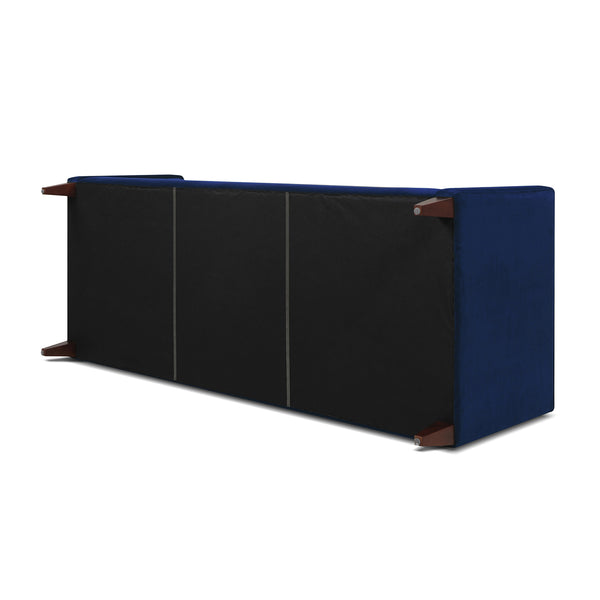 English Elm Jennifer Taylor Home - Jack 84" Modern Tuxedo Tufted Sofa in Plush Velvet with Shelter Arms, Reversible Cushions, Pillows Navy Blue B2719P238403