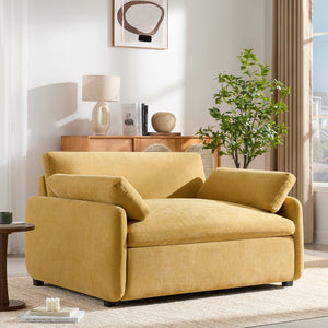 English Elm 50*43" Oversized Chenille Armchair - Cozy Color-Blocked Accent Chair With Plush Pillows, 7 Colors N723P235042Y-GIGA