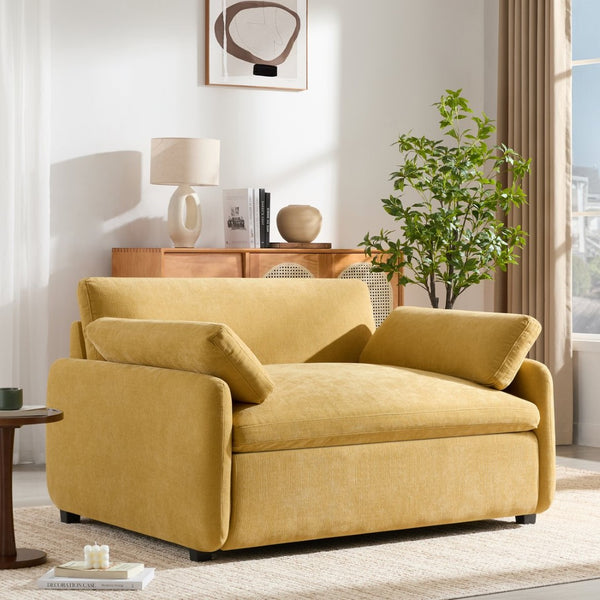 English Elm 50*43" Oversized Chenille Armchair - Cozy Color-Blocked Accent Chair With Plush Pillows, 7 Colors N723P235042Y-GIGA