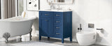 English Elm 36" Bathroom Vanity With Sink Combo, Blue Bathroom Cabinet With Drawers, Solid Frame and Mdf Board