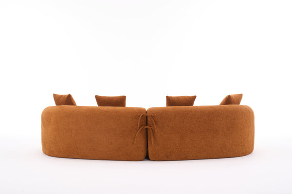 English Elm Compression Compression Sponge Sofa Curved Modular Sectional with 30D High-Density Chenille Sleeper for Cozy Apartment Living Room Comfort and Safe Rounded Design Orange W2231S00015