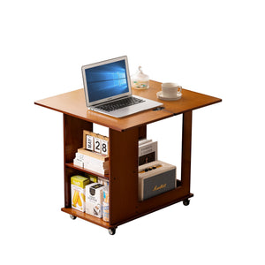 English Elm Bamboo Folding Side Table with Integrated Storage for Bedroom or Sofa Spaces W2641P454908