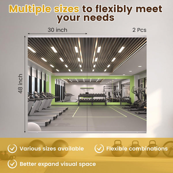 English Elm 48X30 Inch 2-Pack Framed Gym Mirrors - High-Definition, Wall-Mounted, Stylish Silver Finish For Home T3757P347057