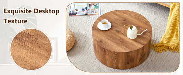 English Elm Cave Stone Patterned Mdf Round Coffee Table for Minimalist Industrial Living Rooms Wood W1151P460952