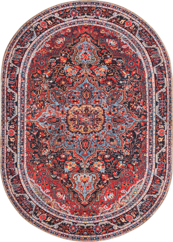 Unique Loom Timeless Jude Machine Made Medallion Rug Burgundy, Black/Blue/Green/Ivory/Yellow/Beige 7' 7" x 10' 6"