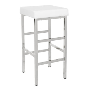 OSP Home Furnishings 30" Chrome Backless Stool White
