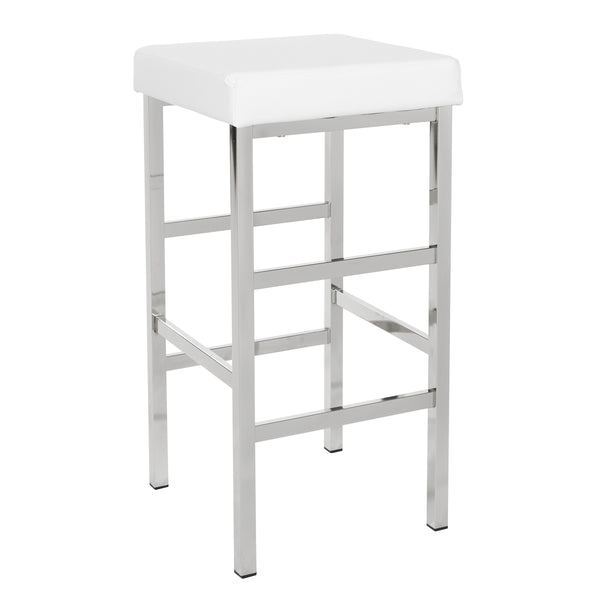 OSP Home Furnishings 30" Chrome Backless Stool White
