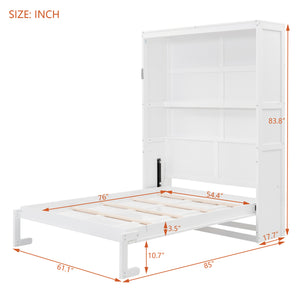 English Elm Full Size Murphy Wall Bed with Integrated Shelving for Studio or Guest Room Use LP000692AAK-2