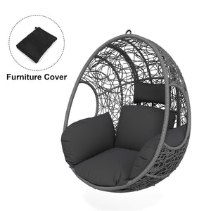 English Elm Outdoor Handwoven Pe Wicker Egg Hanging Chair Plush Cushion Patio Lounge Seat W400134959