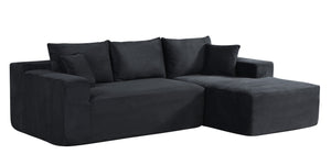 English Elm 2-Piece Convertible Corduroy L-Shaped Sofa With Pillows - Modular, Stylish, No Assembly Required! B2735P384505
