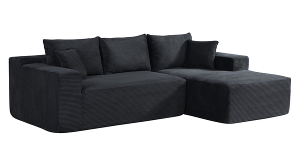 English Elm 2-Piece Convertible Corduroy L-Shaped Sofa With Pillows - Modular, Stylish, No Assembly Required! B2735P384505