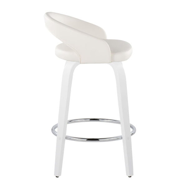 English Elm Fixed-height Swivel Counterstools with Faux Leather Seats Chrome Footrest Set of 2 B202S01834