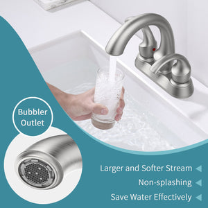English Elm Bathroom Faucet 2-Handle Brushed Nickel Swan Style With Pop-Up Drain For Easy Installation, Fr4075-Np T3177P277547