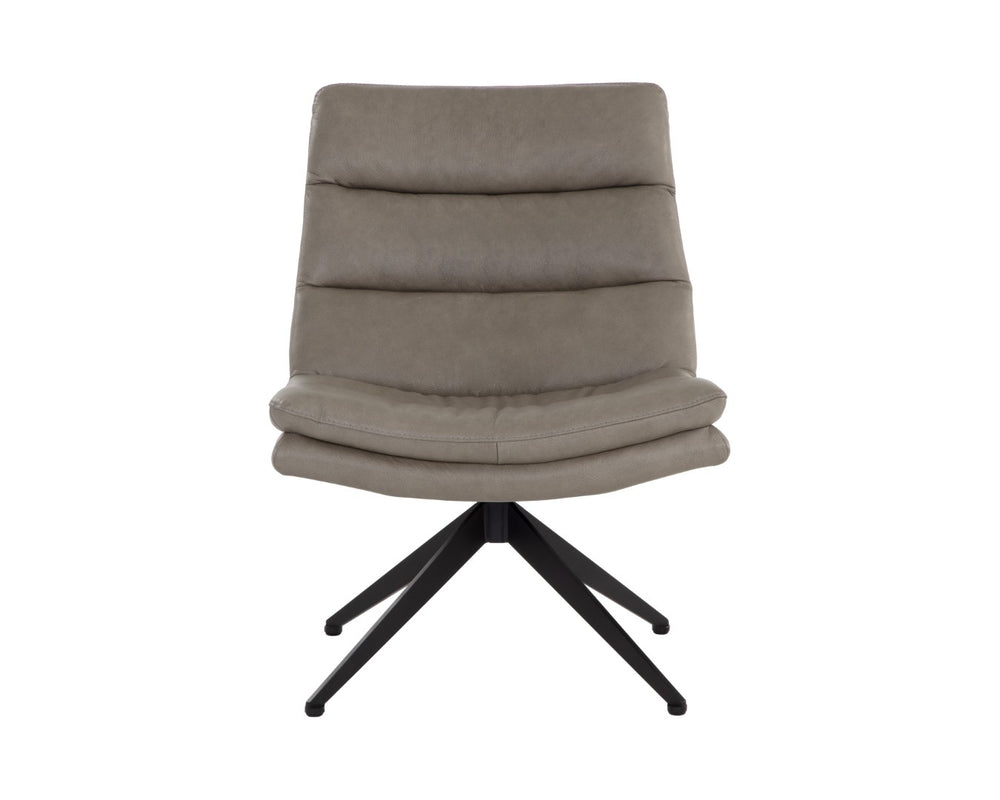 Sunpan KELLER Swivel Lounge Chair in Missouri Stone Leather - Mid-Century Modern Comfort & Style 108722