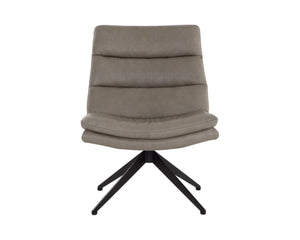 Sunpan KELLER Swivel Lounge Chair in Missouri Stone Leather - Mid-Century Modern Comfort & Style 108722