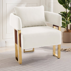 English Elm Ts Velvet Accent Chair Set of Two with Gold Metal Legs for Living Room or Office White W2311P414939