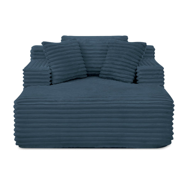 English Elm Living Compressed Chaise Lounge Foam Sofa Bed - Fluffy Corduroy Cloud Couch, Deep Seat, No Frame, Blue W1413P298042