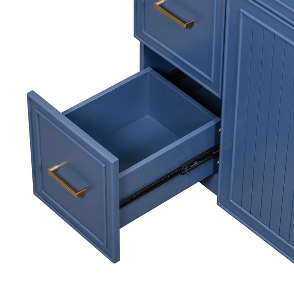 English Elm 36" Modern Bathroom Vanity with Ceramic Sink, Soft-Close Doors, Double-Layer Drawer & Storage Elegance Blue N729P289163C