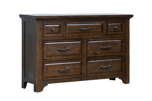 English Elm Wallace & Bay - Brown 7-Drawer Dresser in Burnt Umber Wood Finish — Classic Traditional Style, Durable, Easy Care, Spacious B361P384430