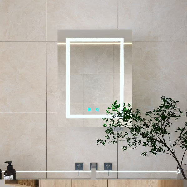 English Elm Led Aluminum Medicine Cabinet with Anti-fog Mirror White Light and Wall Mount Storage W3083P373515