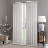 Madison Park Irina Transitional Diamond Sheer Window Curtain Panel MP40-2331 White/Grey