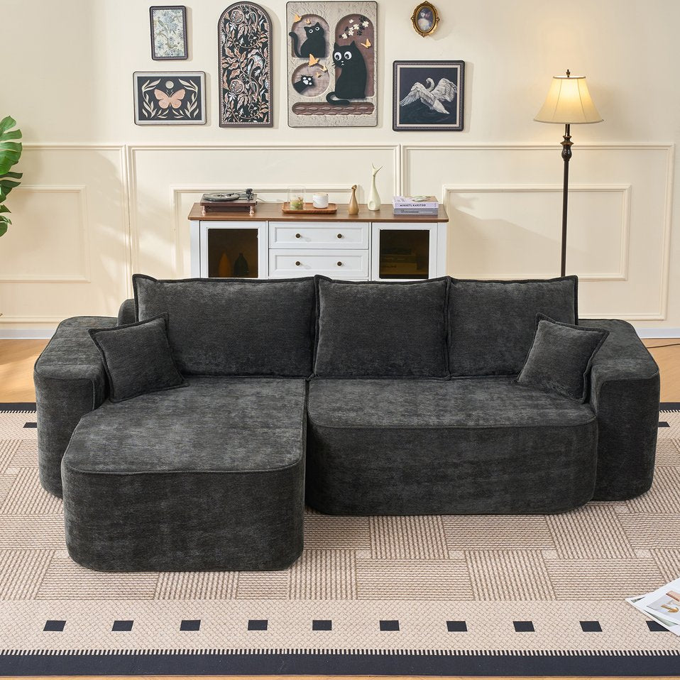 English Elm L Shaped Chenille Sectional with Deep Seats Modular Cloud Sofa for Living Room W3163S00104
