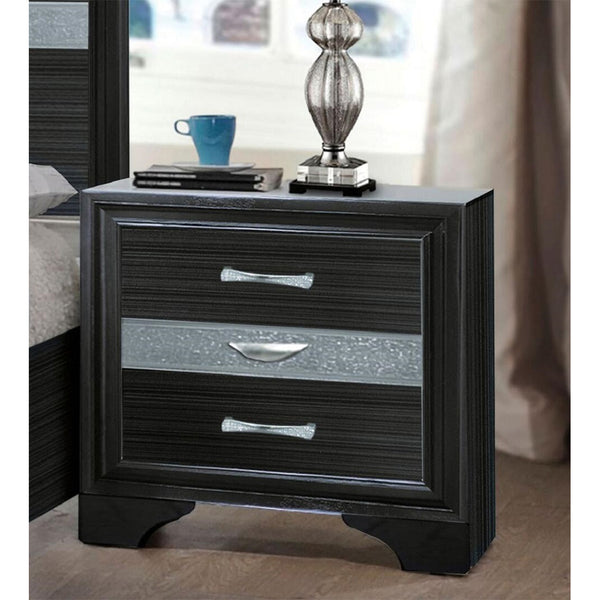 English Elm 2 Drawers And 1 Jewelry Drawer Nightstand - Elegant Black Storage With Modern Design & Organization B016P253286