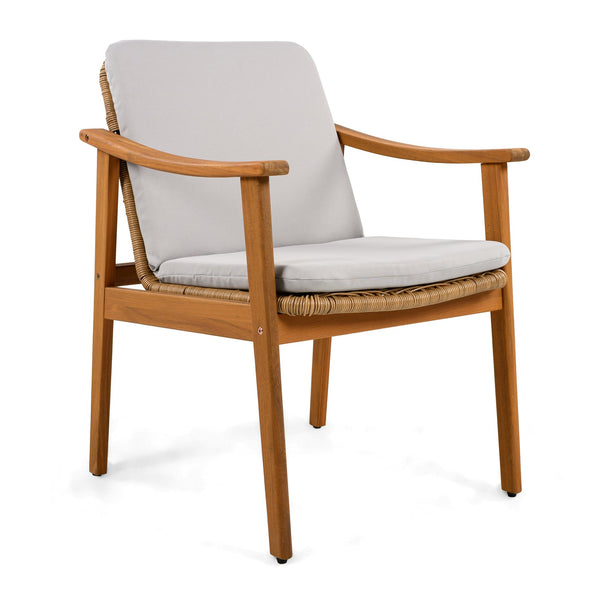 English Elm Christopher Knight Home® - Outdoor Dining Chairs Set of 2 with Acacia Wood Frame and Brown PE Wicker, Waterproof Cushions, 400lb Capacity Grey,Teak N779P280043G