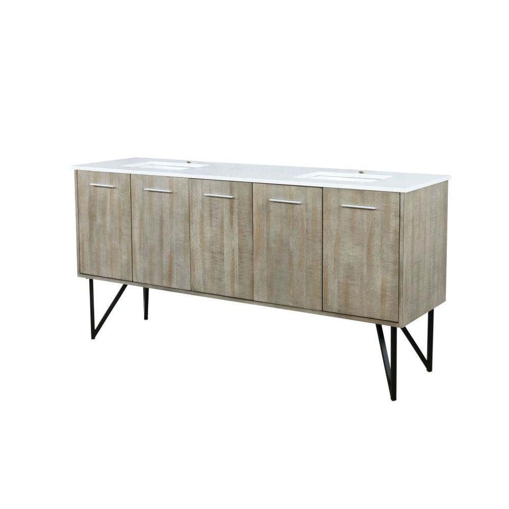 English Elm Rustic Acacia Double Bath Vanity 72" W X 20" D With Durable Cultured Marble Top & Ample Storage Options B2731P259708-GIGA