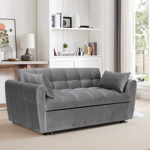 English Elm 65-inch Velvet Convertible Futon Sofa Bed with Adjustable Back for Living Room Dark Gray W2564S00070