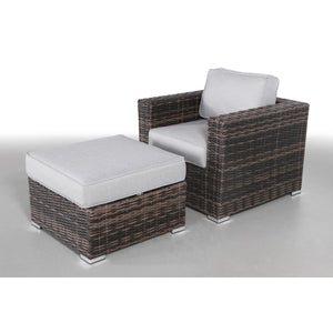 English Elm Comfortable Oversized Wicker Armchair with Ottoman, 5" Plush Water‑Resistant Cushions, No Assembly Required B120S00231