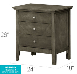 English Elm Contemporary Gray 3-Drawer Nightstand, 26"H x 24"W x 18"D — Durable Particle Board, Stylish Storage B078108315