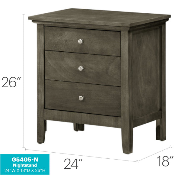 English Elm Contemporary Gray 3-Drawer Nightstand, 26"H x 24"W x 18"D — Durable Particle Board, Stylish Storage B078108315