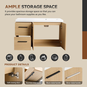 English Elm 36" Floating Bathroom Vanity Light Oak Gel Coat Sink Modular Storage Cabinet W3450S00084