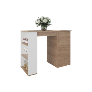 English Elm Kitchen Cart with Enclosed Doors and Three Shelves on Smooth-Roll Wheels for Compact Modern Kitchens Natural Wood 56.69 L x 28.74 W x 5.51 H B097P296854