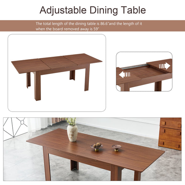 English Elm Extendable Drop Leaf Dining Table Walnut Finish Solid Wood Legs Modern Design W3875P402469