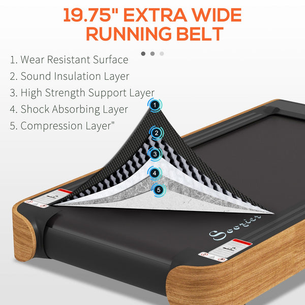 English Elm Soozier Walking Pad Treadmill with Bluetooth Speaker and Wood Grain Finish for Home Office W2225P217047