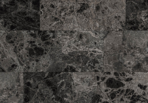 English Elm Dining 3-Piece Grey Marble Bistro Set – 30" Round Compact Kitchen Table with Cushioned Black Metal Chairs B2710P219177