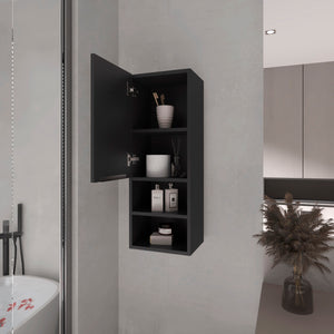 English Elm Milwaukee Black Medicine Cabinet with Mirror Door, 2 Interior Shelves & 2 Open Bottom Shelves, 32" H B128P148747