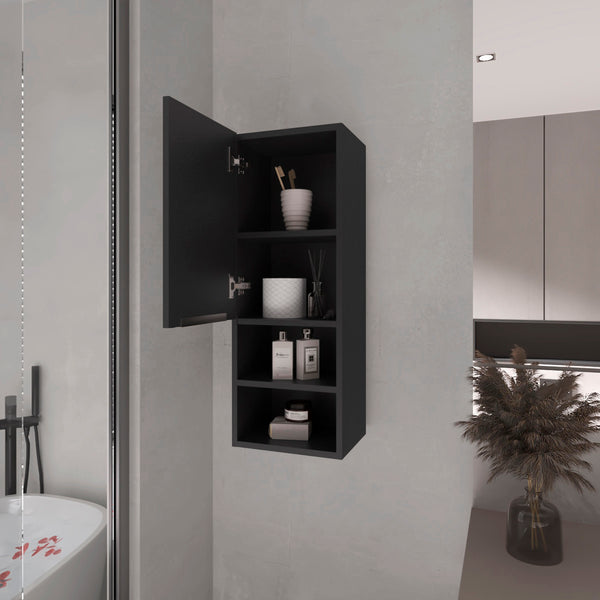 English Elm Milwaukee Black Medicine Cabinet with Mirror Door, 2 Interior Shelves & 2 Open Bottom Shelves, 32" H B128P148747